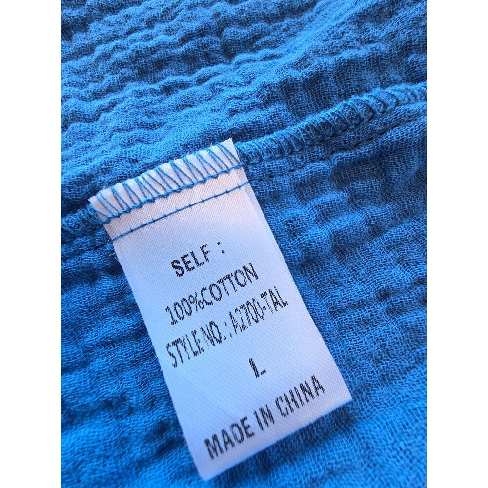 Talulah Blue 100% Cotton Gauze Cropped Button Up Top Flowy Boxy Shirt Size L - Picture 8 of 8